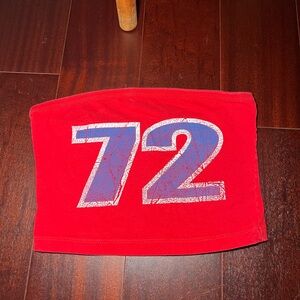 Ecko‎ Unlimited Red Crop Top with Blue Graphic